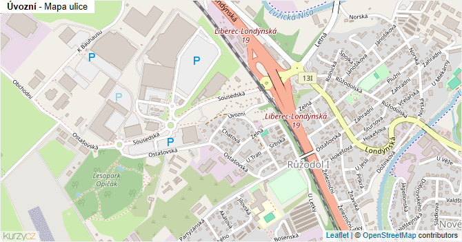 Úvozní - mapa ulice