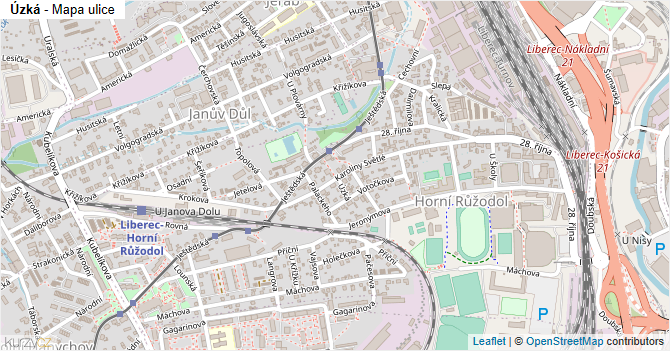 Úzká - mapa ulice