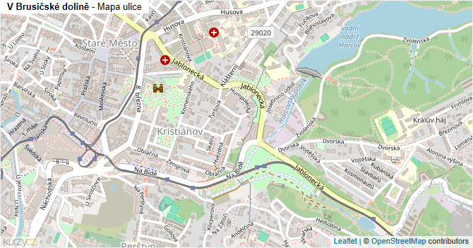 V Brusičské dolině - mapa ulice