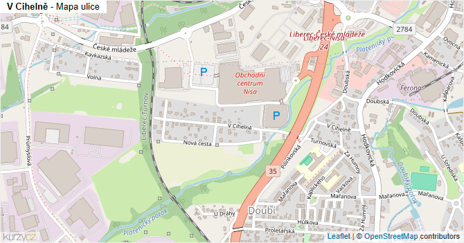V Cihelně - mapa ulice