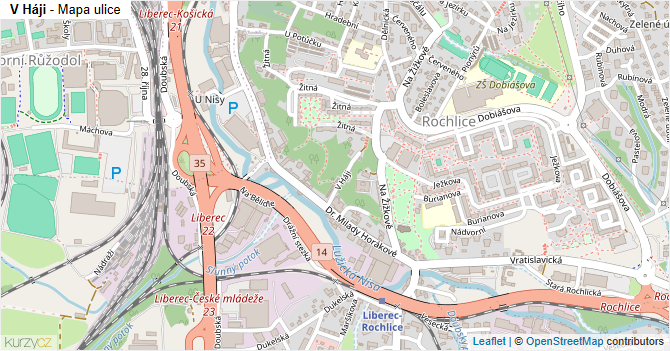 V Háji - mapa ulice