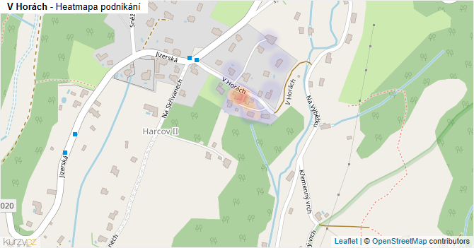 V Horách - mapa podnikání