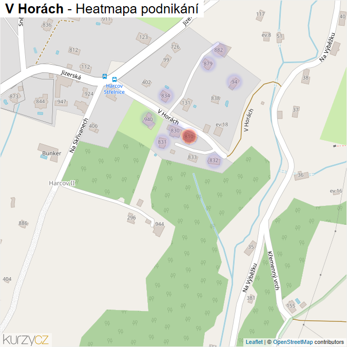 Mapa V Horách - Firmy v ulici.