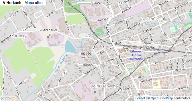 V Horkách - mapa ulice