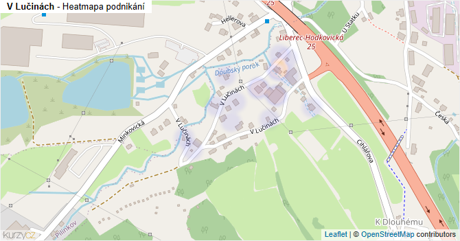 V Lučinách - mapa podnikání