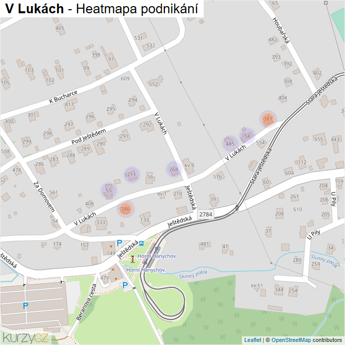 Mapa V Lukách - Firmy v ulici.