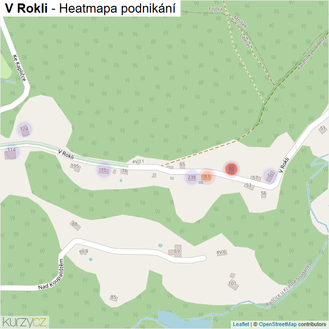 Mapa V Rokli - Firmy v ulici.