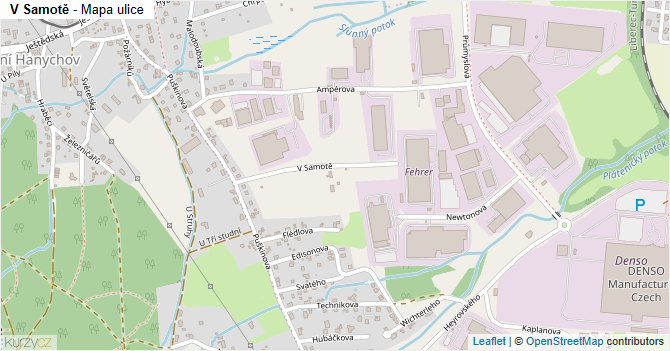 V Samotě - mapa ulice