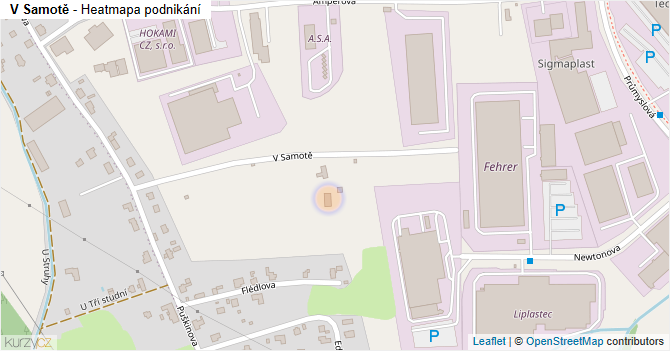 V Samotě - mapa podnikání