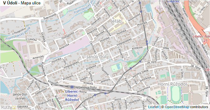 V Údolí - mapa ulice