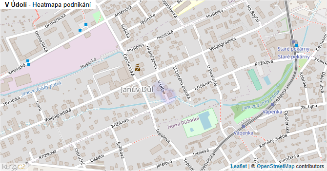 V Údolí - mapa podnikání