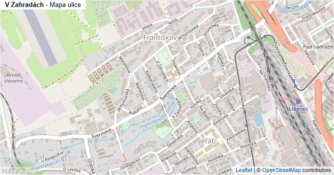 V Zahradách - mapa ulice