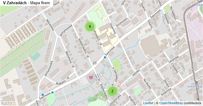 V Zahradách - mapa firem