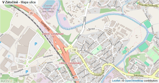 V Zátočině - mapa ulice