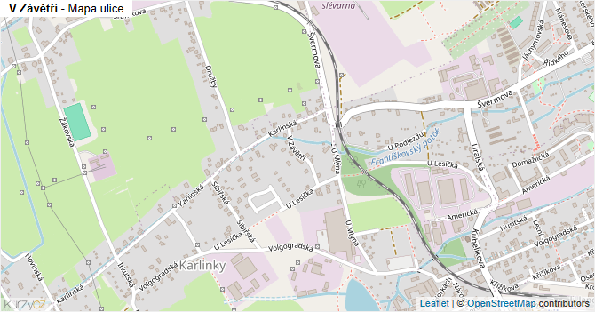 V Závětří - mapa ulice