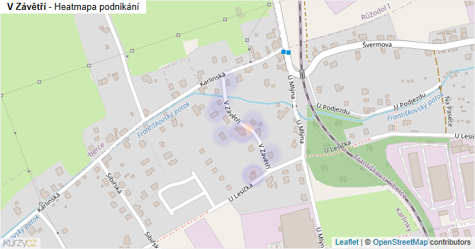 V Závětří - mapa podnikání