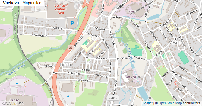 Vackova - mapa ulice