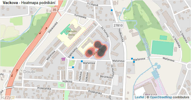 Vackova - mapa podnikání