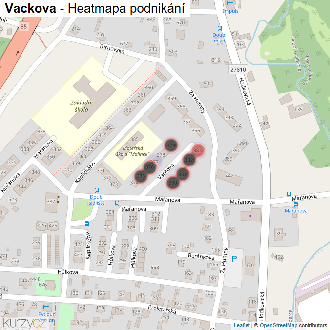 Mapa Vackova - Firmy v ulici.