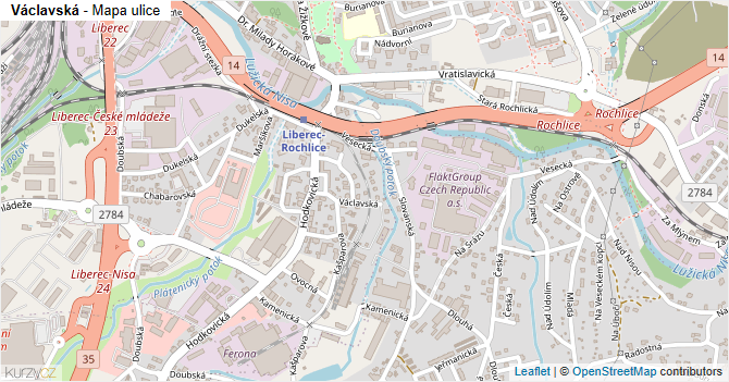 Václavská - mapa ulice