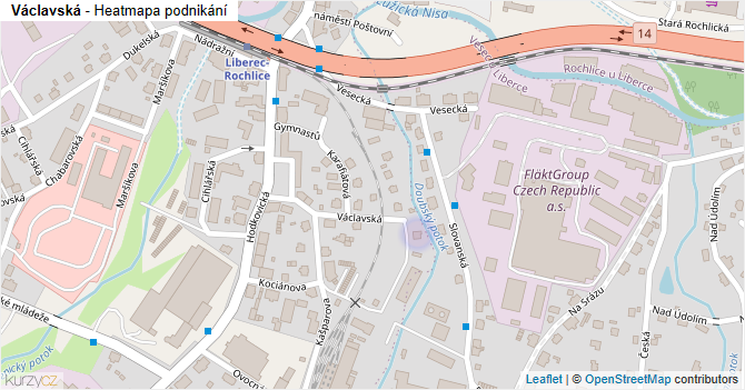 Václavská - mapa podnikání