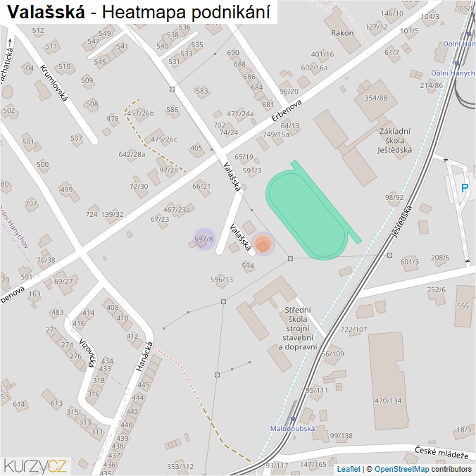 Mapa Valašská - Firmy v ulici.