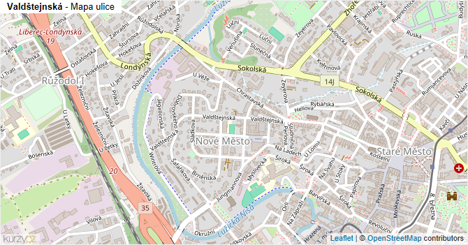 Valdštejnská - mapa ulice