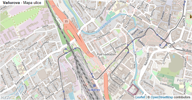 Vaňurova - mapa ulice