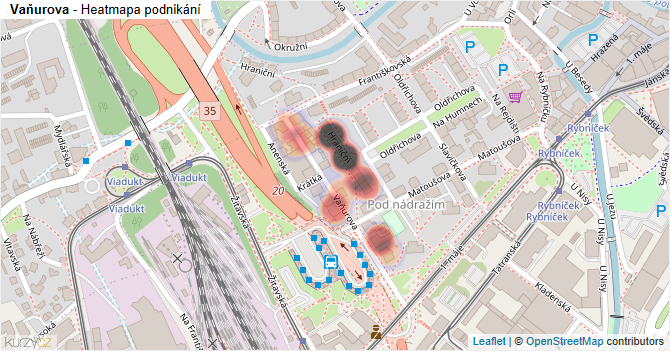Vaňurova - mapa podnikání