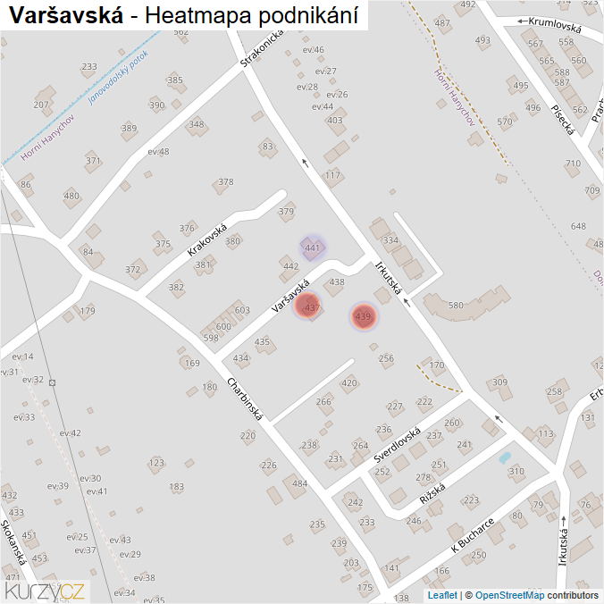 Mapa Varšavská - Firmy v ulici.