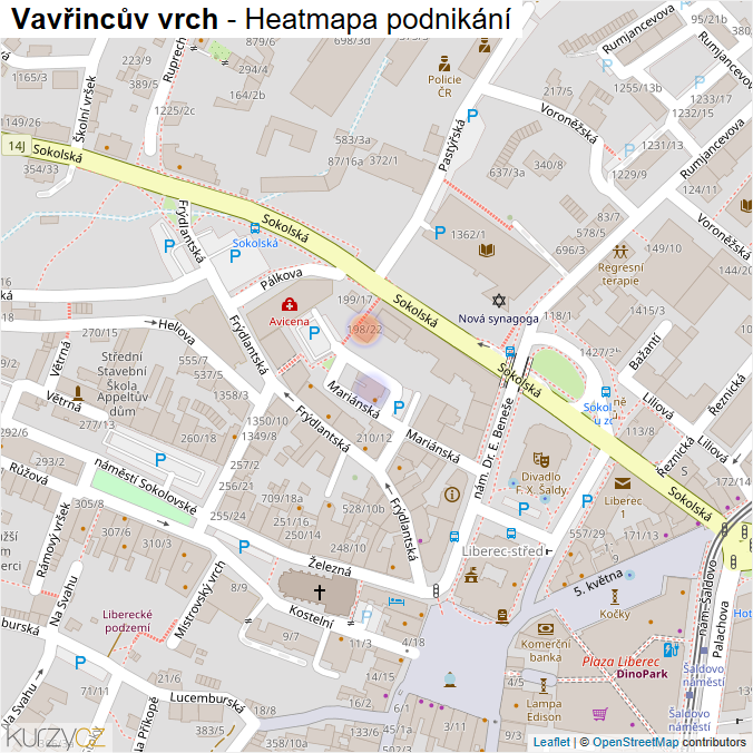 Mapa Vavřincův vrch - Firmy v ulici.