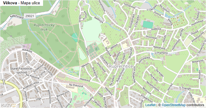 Věkova - mapa ulice