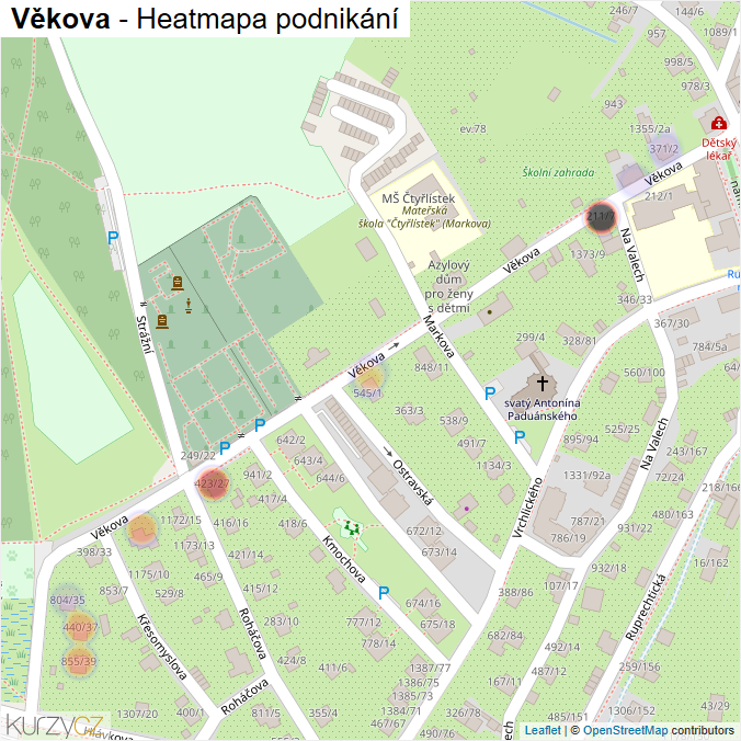 Mapa Věkova - Firmy v ulici.