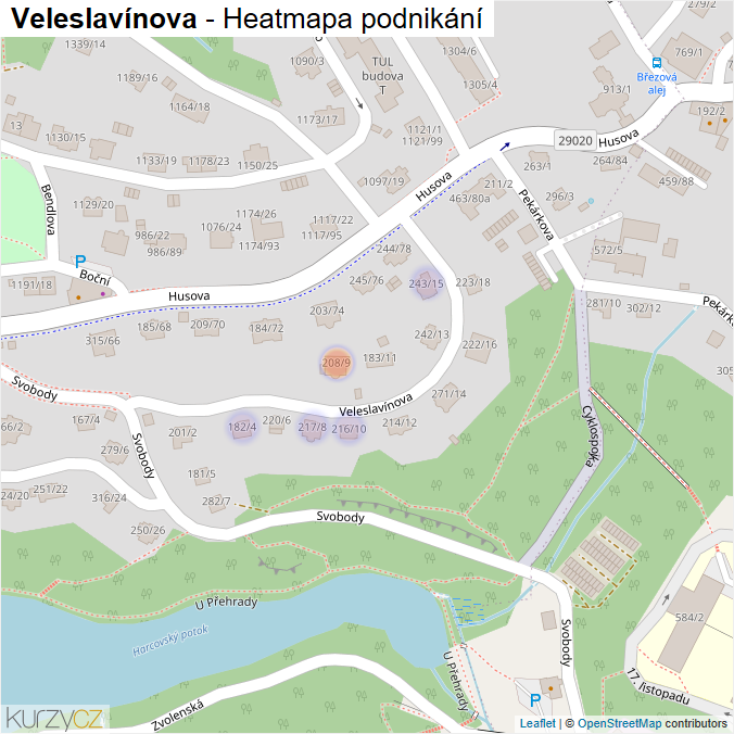 Mapa Veleslavínova - Firmy v ulici.