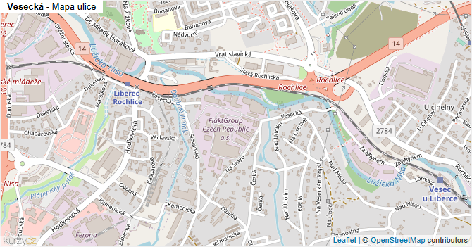 Vesecká - mapa ulice