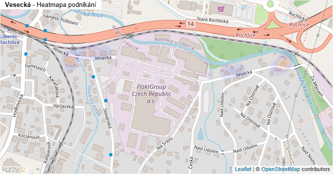 Vesecká - mapa podnikání