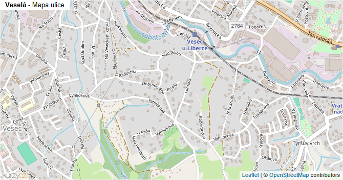 Veselá - mapa ulice