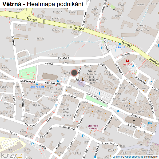 Mapa Větrná - Firmy v ulici.