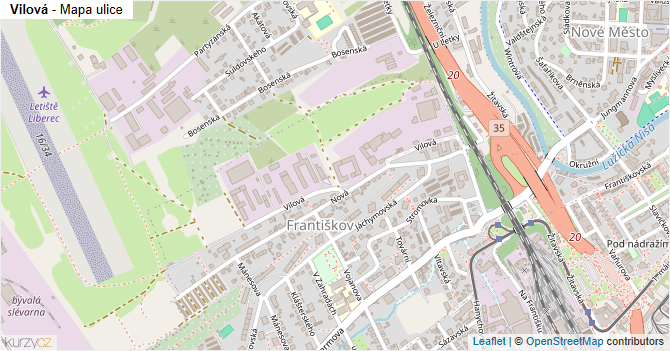 Vilová - mapa ulice
