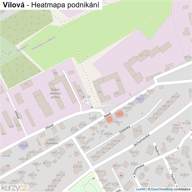 Mapa Vilová - Firmy v ulici.