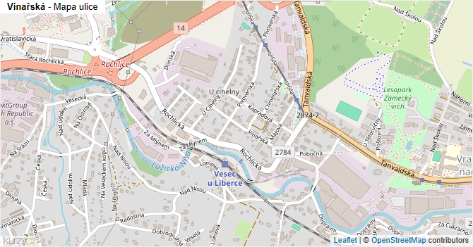 Vinařská - mapa ulice