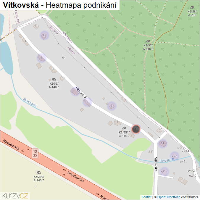 Mapa Vítkovská - Firmy v ulici.