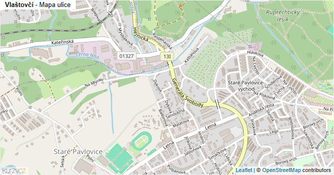 Vlaštovčí - mapa ulice