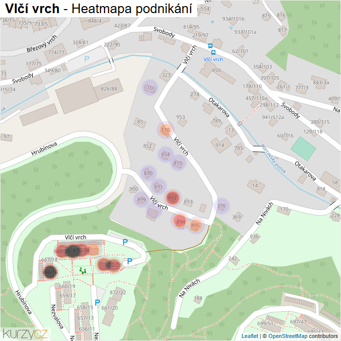Mapa Vlčí vrch - Firmy v ulici.