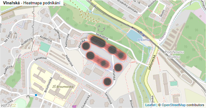 Vlnařská - mapa podnikání