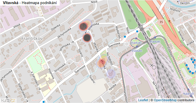 Vltavská - mapa podnikání