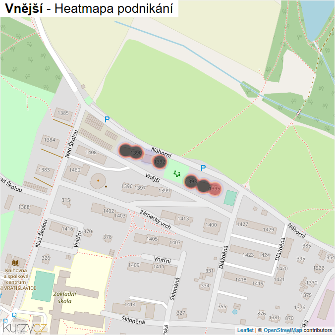 Mapa Vnější - Firmy v ulici.