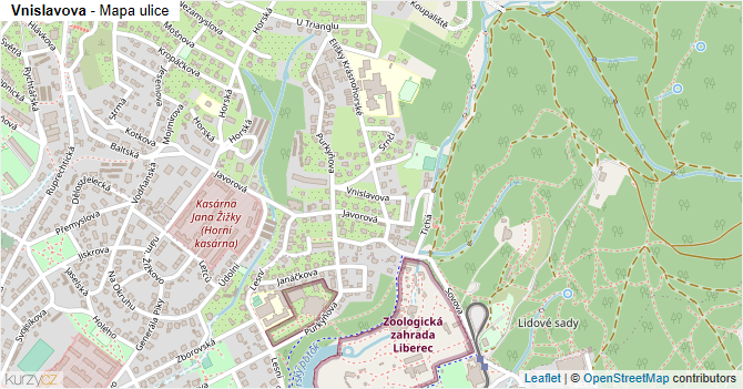 Vnislavova - mapa ulice