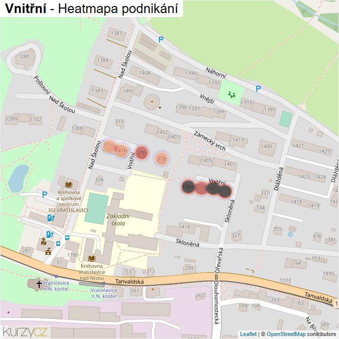 Mapa Vnitřní - Firmy v ulici.