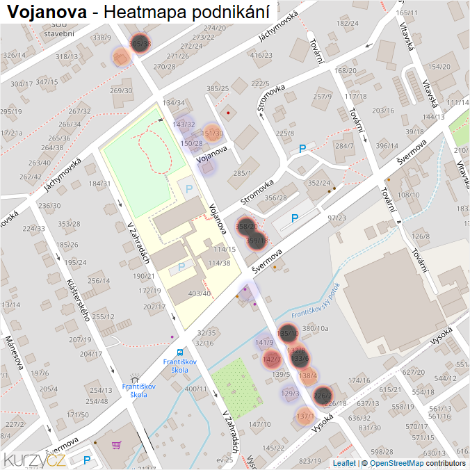 Mapa Vojanova - Firmy v ulici.